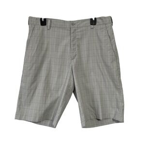 Nike Golf Dri-FIT Men Shorts Plaid Lightweight Performance Size 34 Gray Flat Fro